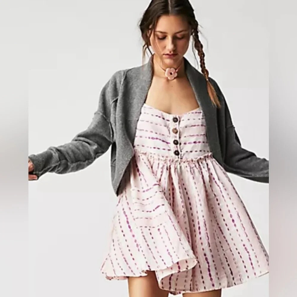 Free People romper Size Small  one-piece linen viscose onesie jumpsuit NWOT 1433
